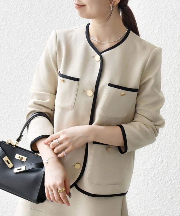 SHIPS any: ダブル ジャージー パイピング ジャケット［NAVY BLUE  