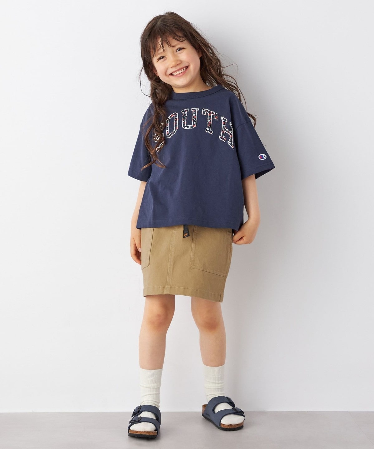 Champion: ルーズフィット パッチワーク Tシャツ 110/130 <KIDS>◇: T