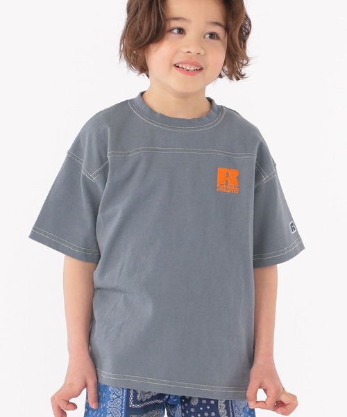 �yRUSSELL ATHLETIC�z�ʒ��I�{�ȃ����b�N�X�X�^�C���������t�b�g�{�[��TEE�ƃ����s�[�X